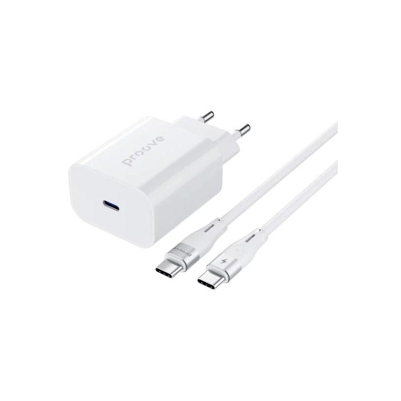 Ładowarka sieciowa PROOVE Rapid 30W Biały ładowarka do telefonu USB-C + kabel
