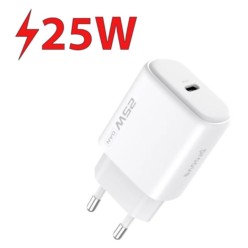 Ładowarka sieciowa PROOVE Silicone Power 2 GaN 25W Biały ładowarka do telefonu USB-C