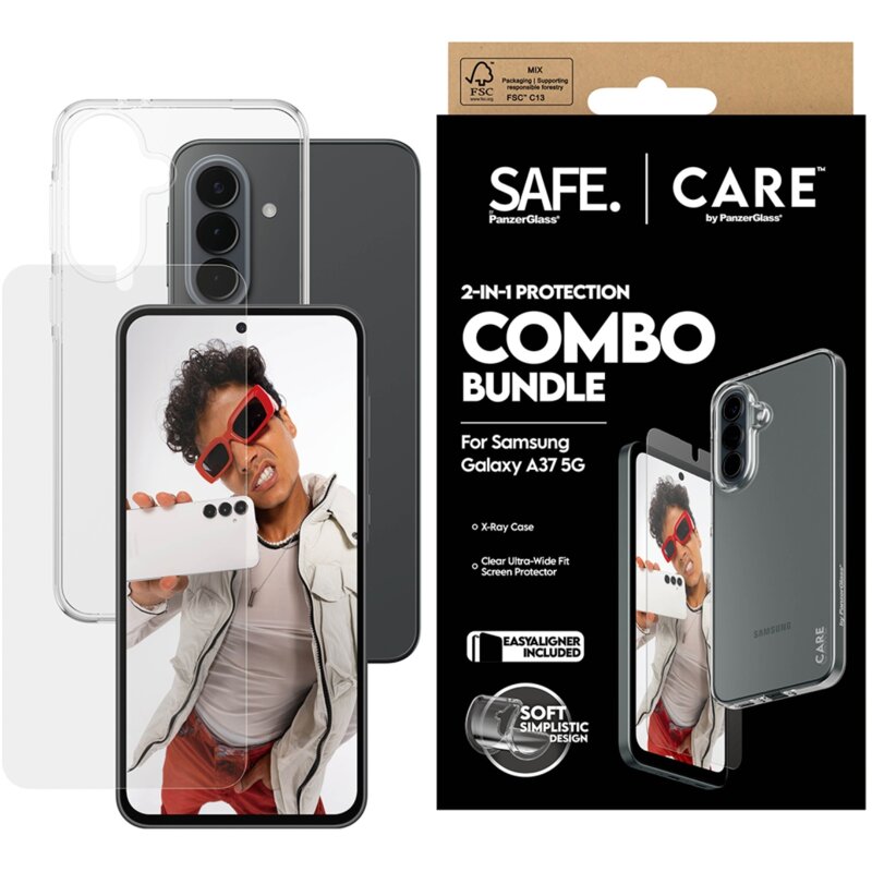 Etui PANZERGLASS Care Fashion 2w1 do Samsung Galaxy A37 Przezroczysty + Szkło hartowane