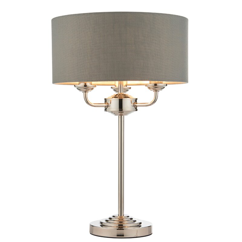 Zdjęcia - Lampa stołowa Endon  klasyczna potrójna niklowa z abażurem 3xE14 18W HIGHCLERE   HIGHCLERE END-99149 