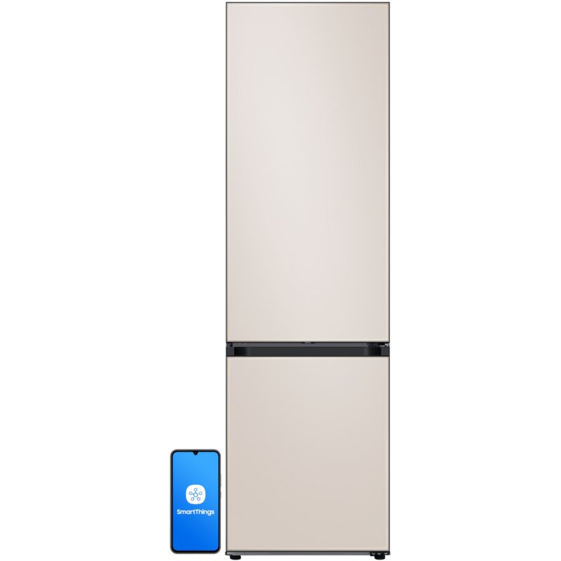 Samsung Bespoke RB38C7B6A39/EF Funkcje AI Pełny No Frost 203cm Zdalne sterowanie Beżowe szkło