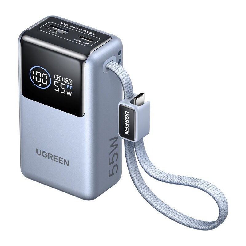 UGREEN PB727 10000mAh 55W Wbudowany kabel Szary