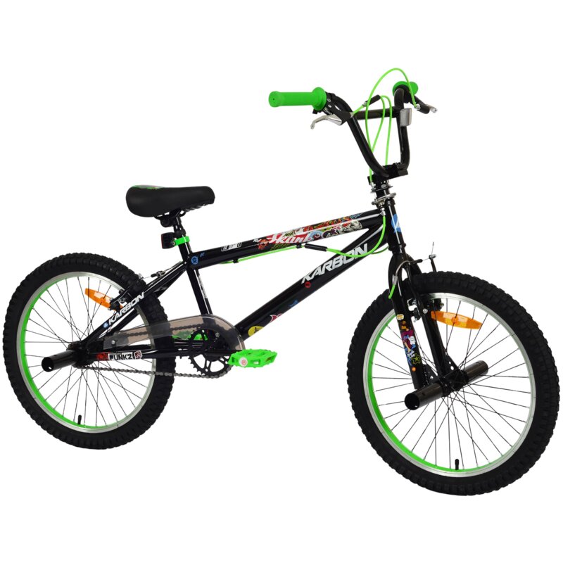 Rower dziecięcy KARBON Stickerboomb BMX 20 Czarno-zielony Wzrost: 120-135 cm Wiek: 6 lat