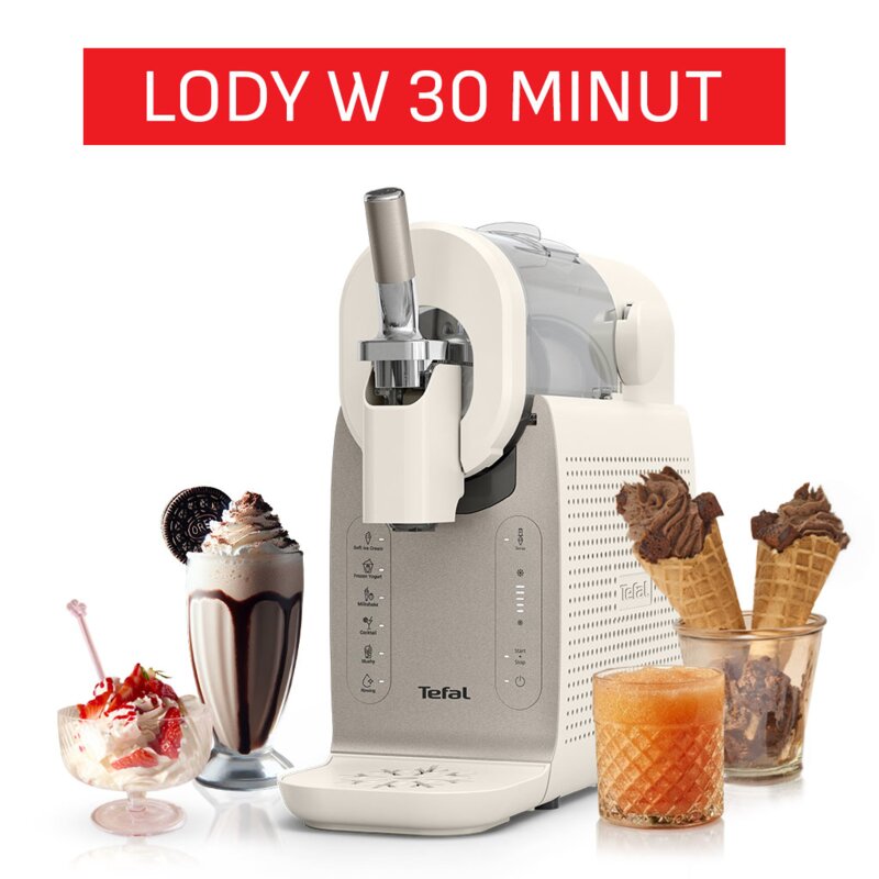 Maszyna do robienia lodów TEFAL Freezi IG803AE0, lody włoskie w 30 minut