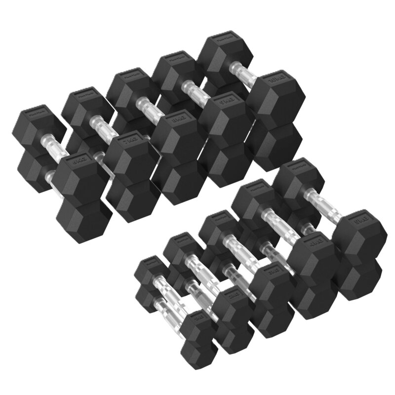 Zestaw hantli TUNTURI Platinum Hex (2x1 / 2x2 / 2x3 / 2x4 / 2x5 / 2x6 / 2x7 / 2x8 / 2x9 / 2x10 kg)