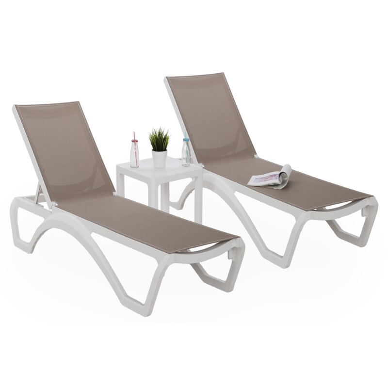 Leżaki HOME & GARDEN Monako 985424 Biało-brązowy