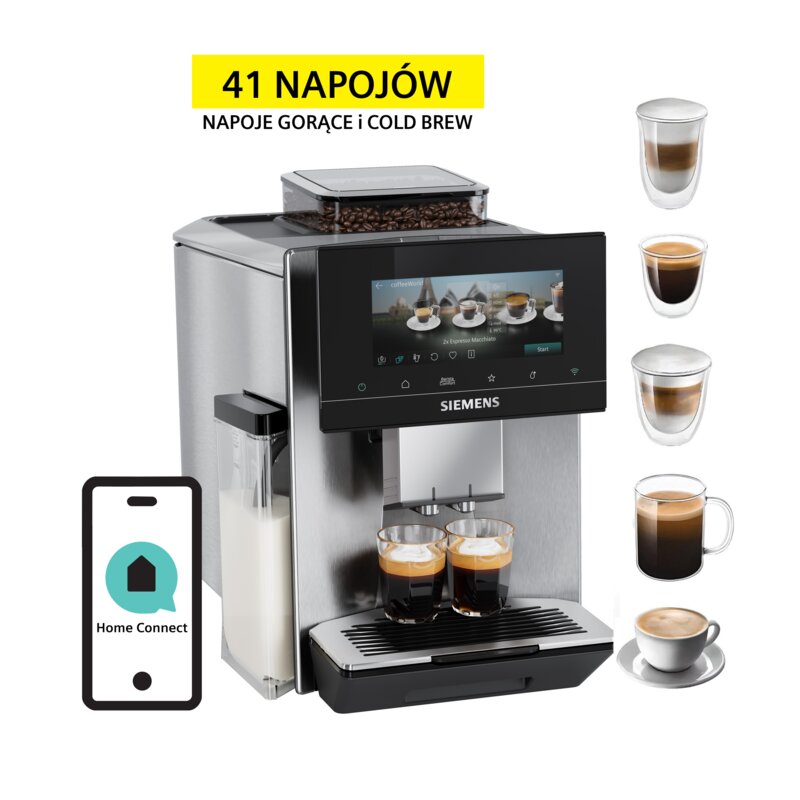 Siemens EQ900 iAroma TQ923E43 Kawa na zimno Szerokość 31,5cm