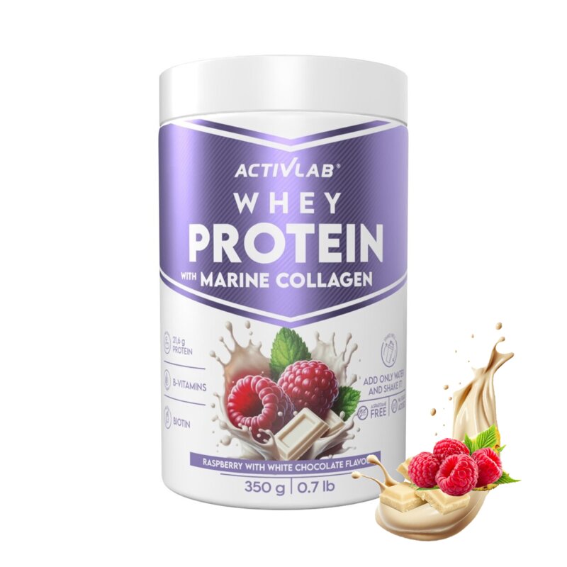 Odżywka białkowa ACTIVLAB Whey Protein Marine Collagen Malina z białą czekoladą (350 g)