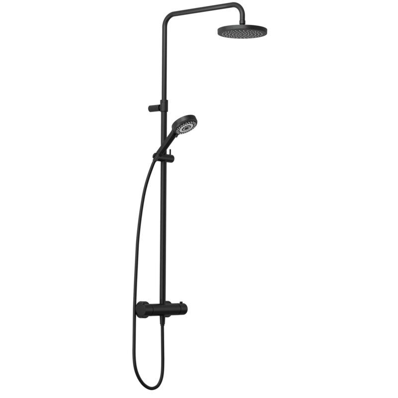 Zestaw prysznicowy natynkowy KLUDI Dive Dual Shower System 6807939-00 z deszczownicą Czarny mat