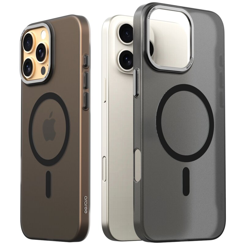 Etui ARAREE Aero Frame MagSafe do Apple iPhone 16 Pro Max Przezroczysty-czarny