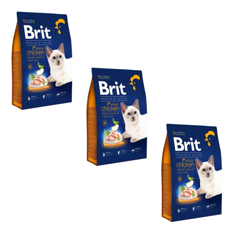 Karma dla kota BRIT Premium By Nature Indoor Kurczak 3 x 8 kg