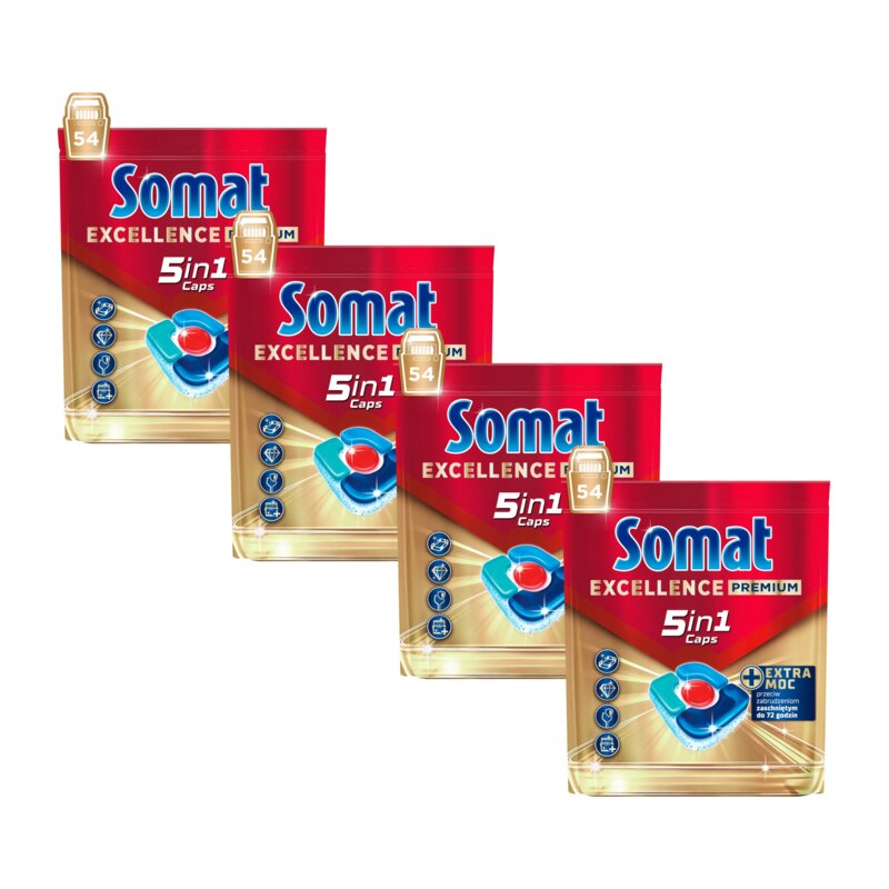 Tabletki do zmywarek SOMAT Excellence Premium 5w1 - 216 szt.
