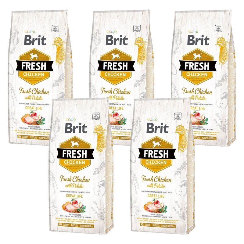 Karma dla psa BRIT Fresh Kurczak z ziemniakami 5 x 2.5 kg