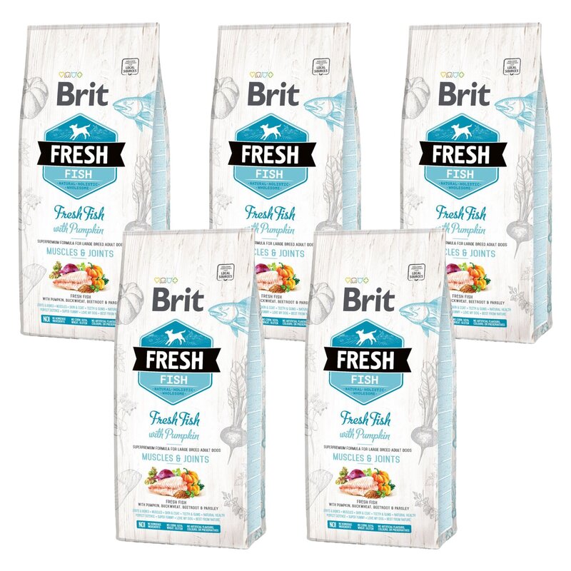 Karma dla psa BRIT Fresh Ryba z dynią 5 x 2.5 kg