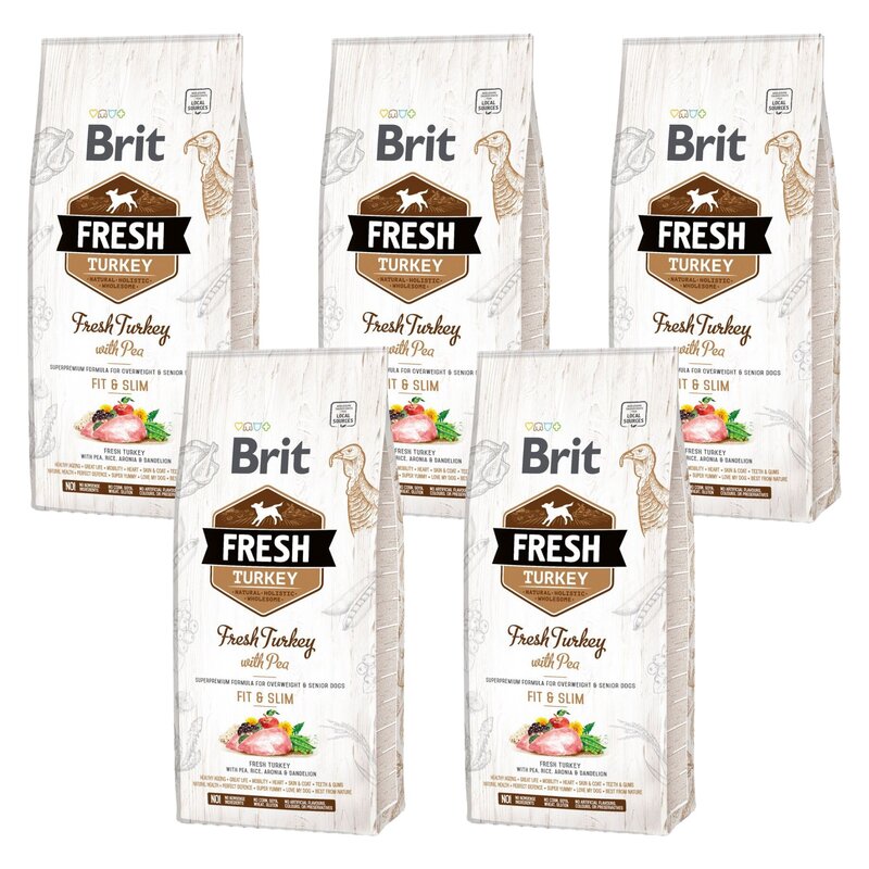 Karma dla psa BRIT Fresh Indyk z groszkiem 5 x 2.5 kg