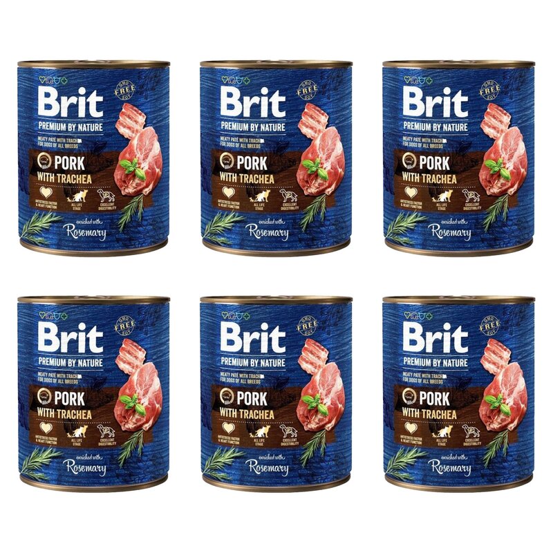 Karma dla psa BRIT Premium By Nature Wieprzowina z tchawicą 6 x 800 g