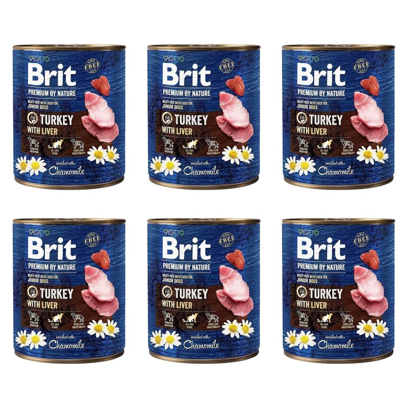 Karma dla psa BRIT Premium By Nature Indyk z wątróbką 6 x 800 g