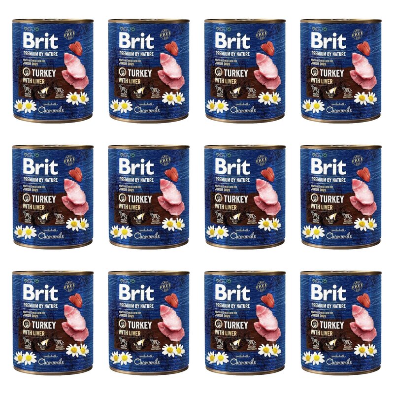 Karma dla psa BRIT Premium By Nature Indyk z wątróbką 12 x 800 g