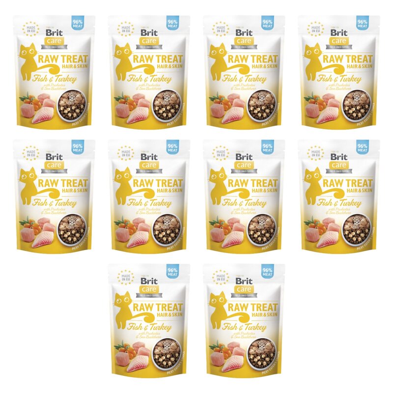 Przysmak dla kota BRIT Raw Treat Cat Hair&Skin Ryba i Indyk 10 x 40 g