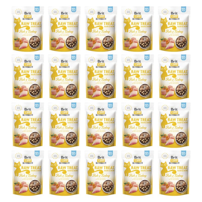 Przysmak dla kota BRIT Raw Treat Cat Hair&Skin Ryba i Indyk 20 x 40 g