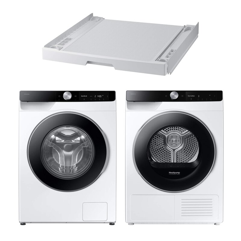 Pralka SAMSUNG WW11DG6B85LKU4 AI Energy EcoBubble 11kg 1400 obr Autodozowanie + Suszarka SAMSUNG AI DV90DG6845LKU4 z pompą ciepła + Łącznik SAMSUNG SKK-UDW