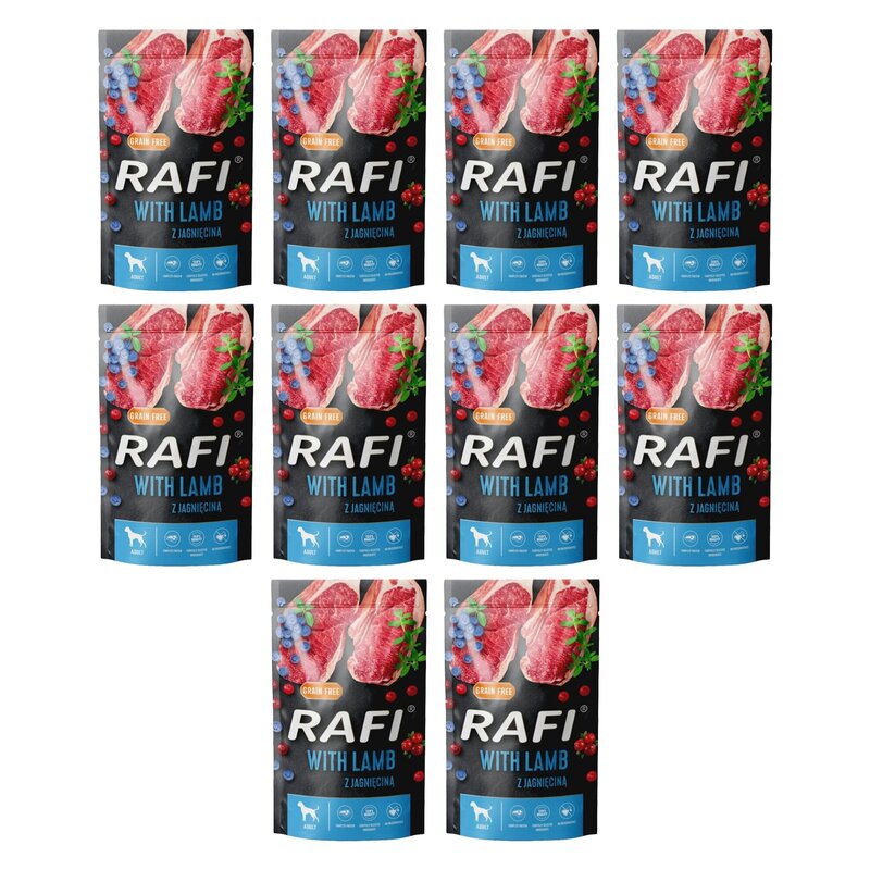Karma dla psa RAFI z jagnięciną, borówką i żurawiną 10 x 500 g