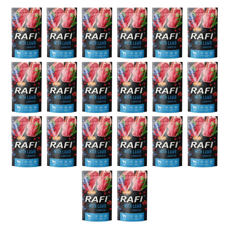 Karma dla psa RAFI z jagnięciną, borówką i żurawiną 20 x 500 g