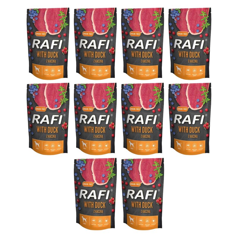 Karma dla psa RAFI z kaczką, borówką i żurawiną 10 x 500 g