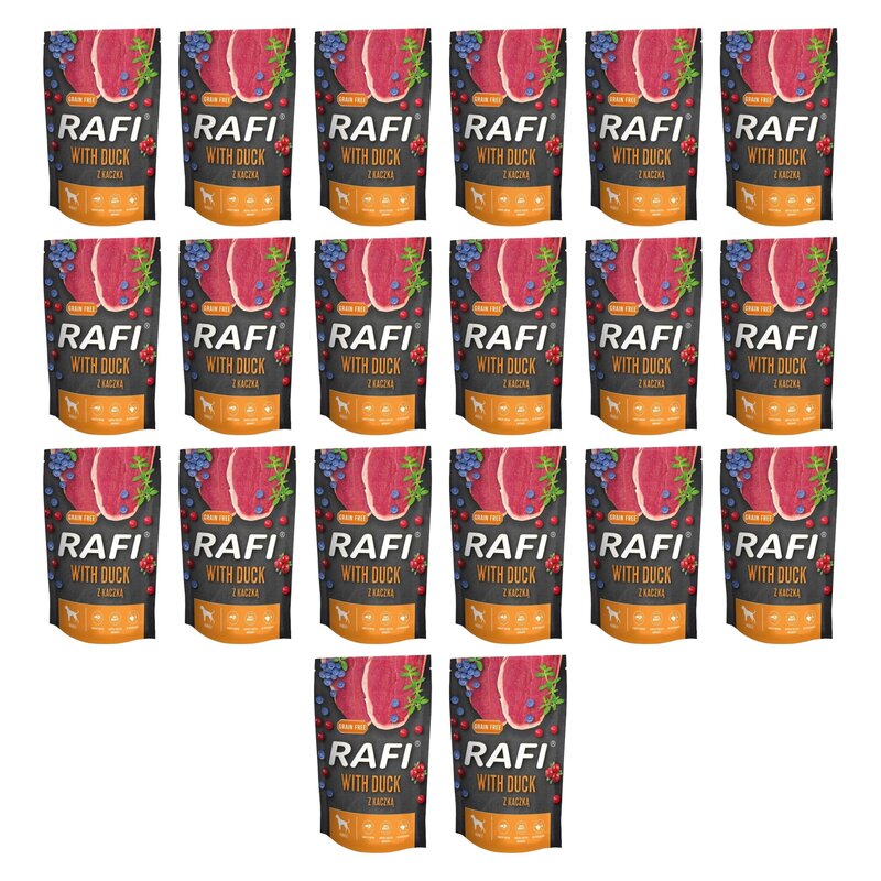 Karma dla psa RAFI z kaczką, borówką i żurawiną 20 x 500 g