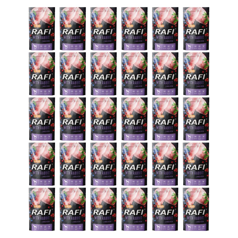 Karma dla psa RAFI z królikiem, borówką i żurawiną 30 x 500 g