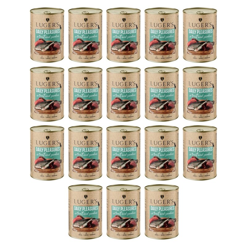 Karma dla kota LUGER'S Daily Pleasures z pstrągiem i sardynką 18 x 400 g