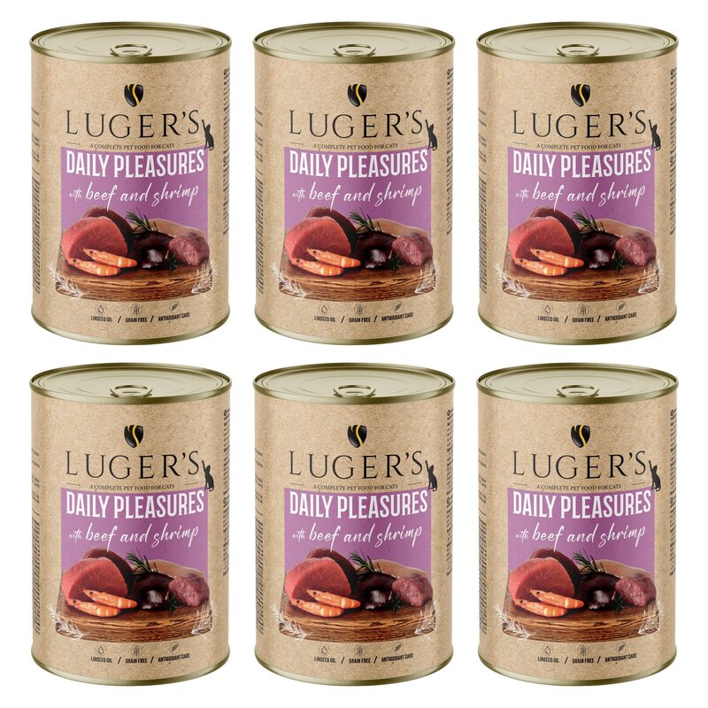 Karma dla kota LUGER'S Daily Pleasures Wołowina z Krewetkami 6 x 400 g