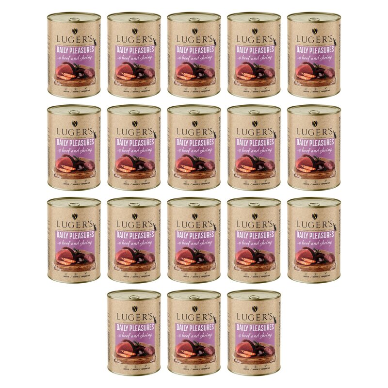 Karma dla kota LUGER'S Daily Pleasures Wołowina z Krewetkami 18 x 400 g