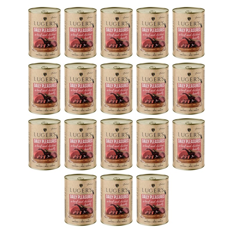 Karma dla kota LUGER'S Daily Pleasures Wołowina i Serca z kurczaka 18 x 400 g