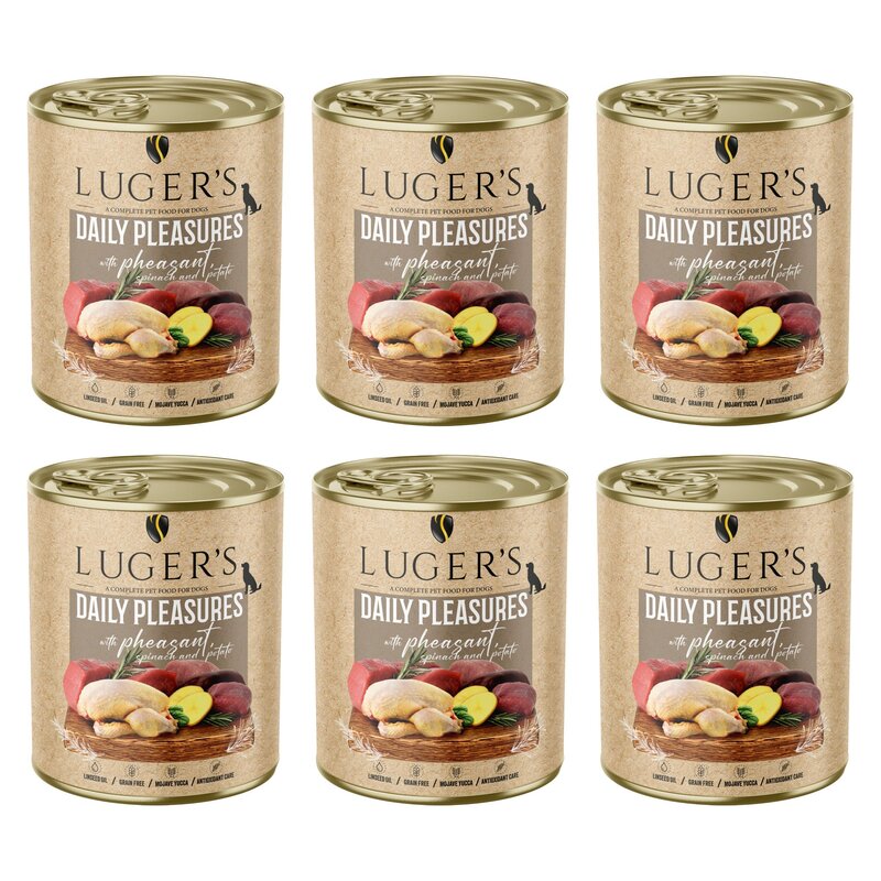 Karma dla psa LUGER'S Daily Pleasures z bażantem, szpinakiem i ziemniakiem 6 x 800 g
