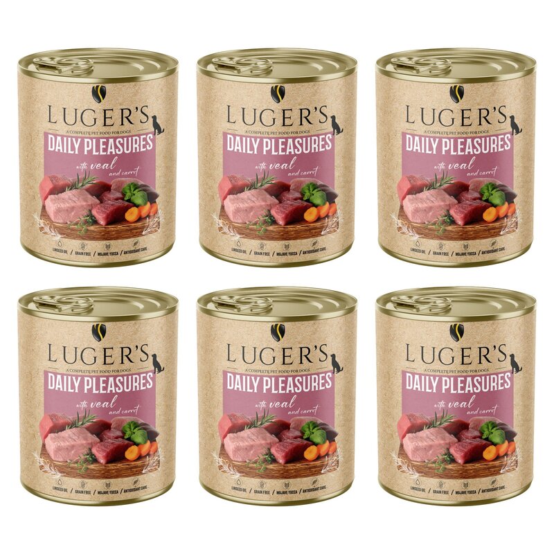 Karma dla psa LUGER'S Daily Pleasures z cielęciną i marchewką 6 x 800 g