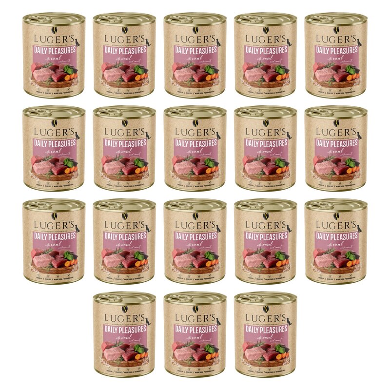 Karma dla psa LUGER'S Daily Pleasures z cielęciną i marchewką 18 x 800 g