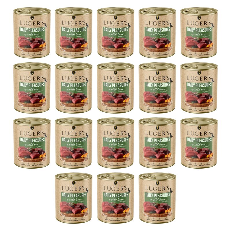 Karma dla psa LUGER'S Daily Pleasures z dzikiem i dynią 18 x 800 g