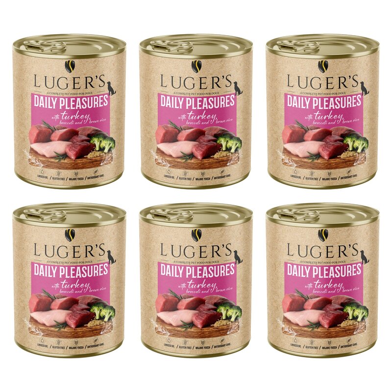 Karma dla psa LUGER'S Daily Pleasures z indykiem, brokułem i ryżem brązowym 6 x 800 g