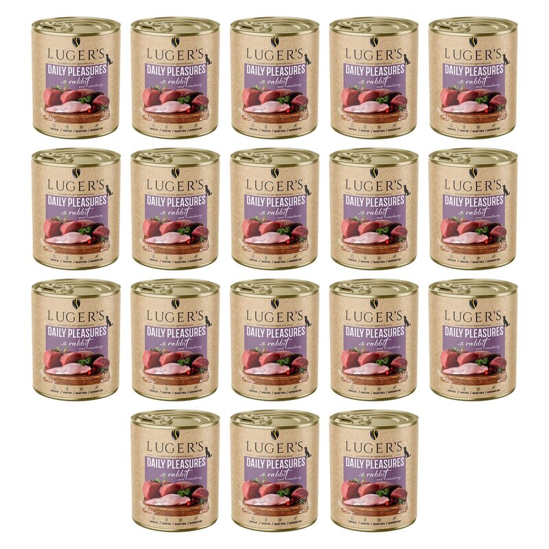 Karma dla psa LUGER'S Daily Pleasures Królik z żurawiną 18 x 800 g