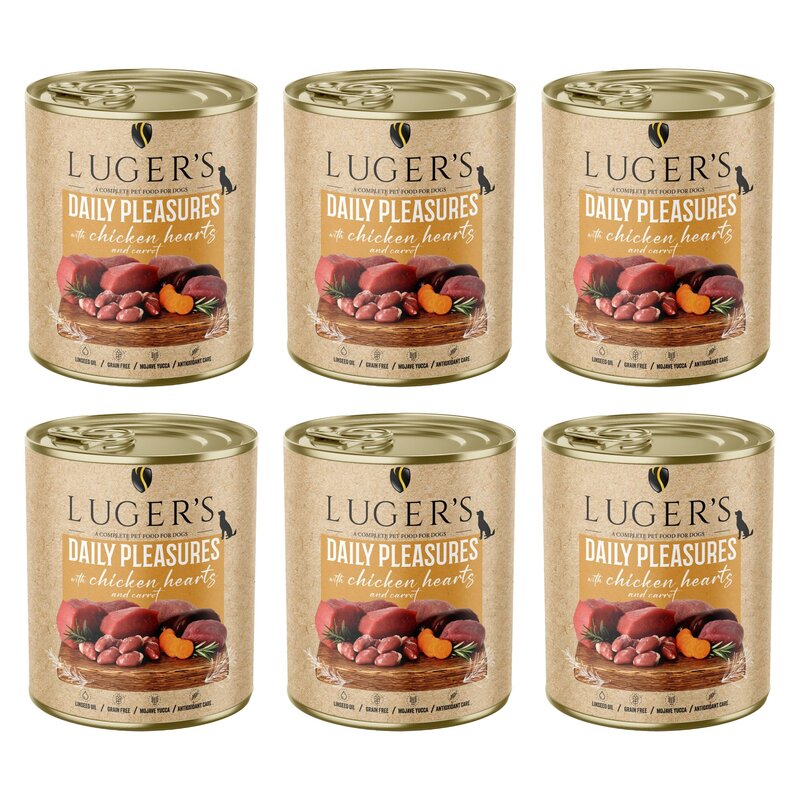 Karma dla psa LUGER'S Daily Pleasures z sercami z kurczaka i marchewką 6 x 800 g