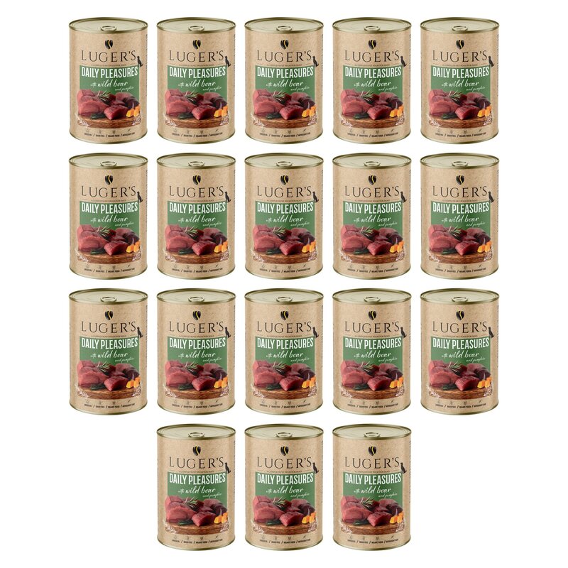 Karma dla psa LUGER'S Daily Pleasures z dzikiem i dynią 18 x 400 g