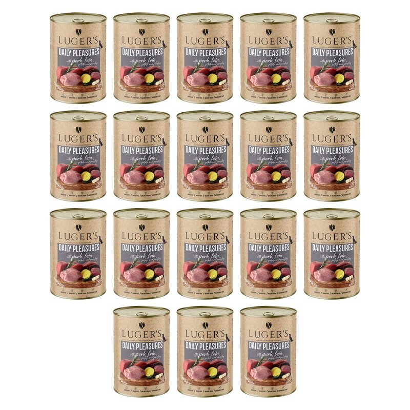Karma dla psa LUGER'S Daily Pleasures ze schabem wieprzowym, ziemniakiem i pietruszką 18 x 400 g