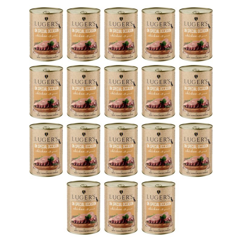 Karma dla psa LUGER'S On Special Occasion Kurczak ze szpinakiem 18 x 400 g