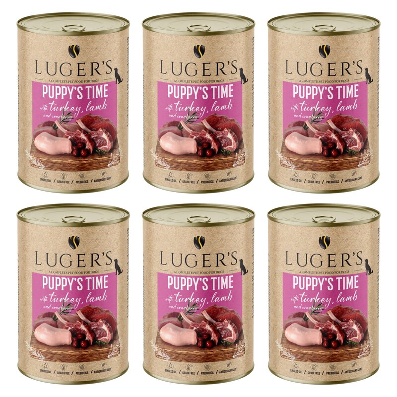 Karma dla psa LUGER'S Puppy's Time z indykiem, jagnięciną i żurawiną 6 x 400 g