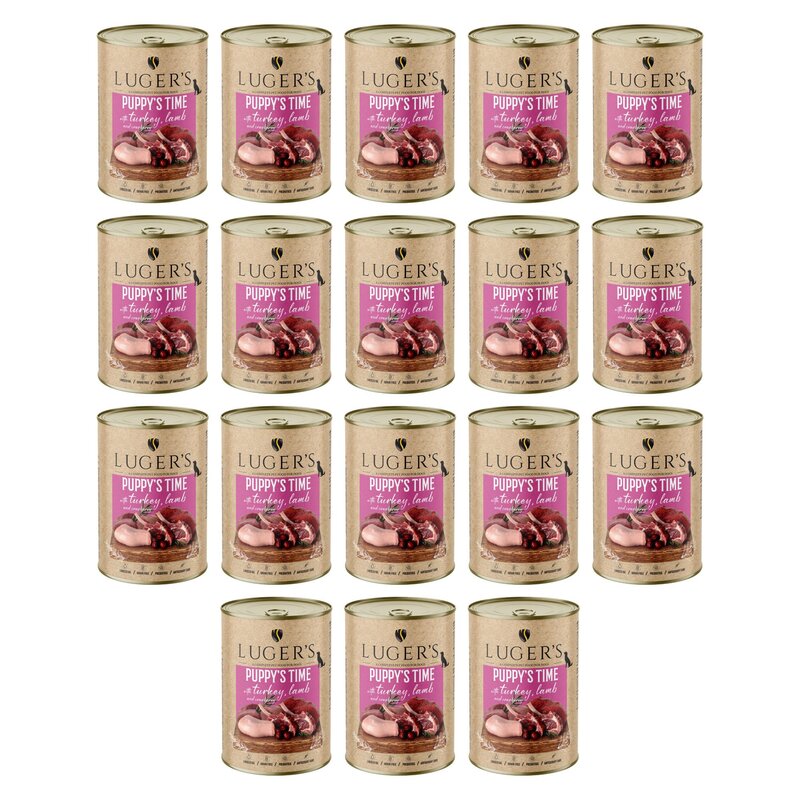 Karma dla psa LUGER'S Puppy's Time z indykiem, jagnięciną i żurawiną 18 x 400 g
