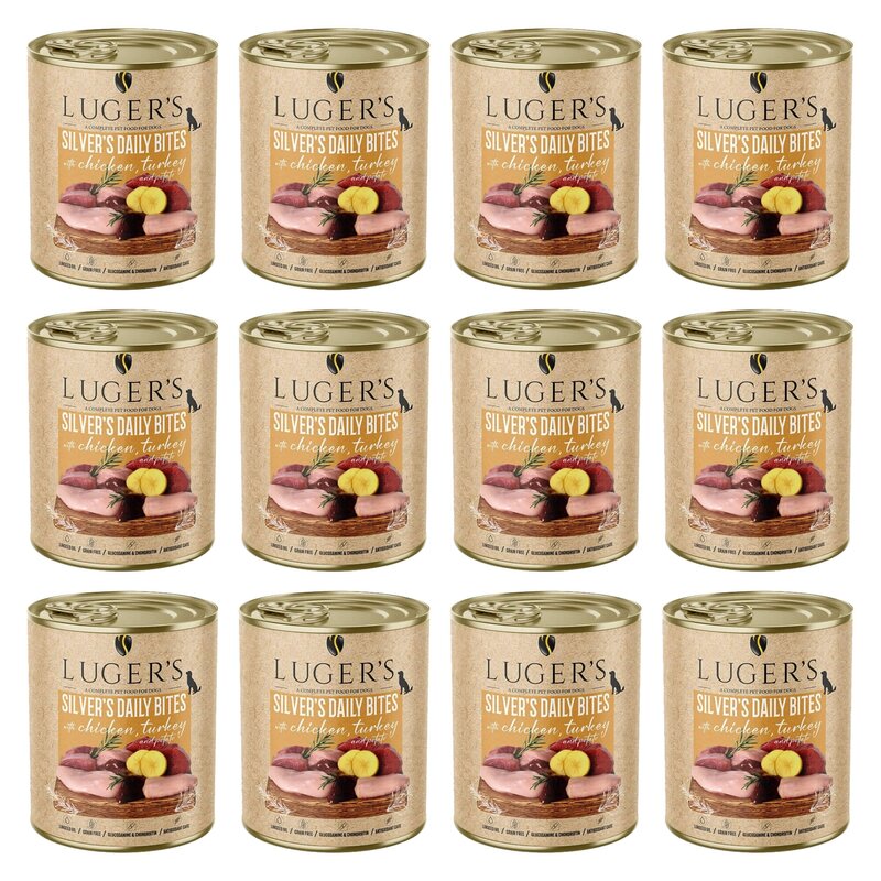 Karma dla psa LUGER'S Silver's Daily Bites z kurczakiem, indykiem i ziemniakiem 12 x 800 g