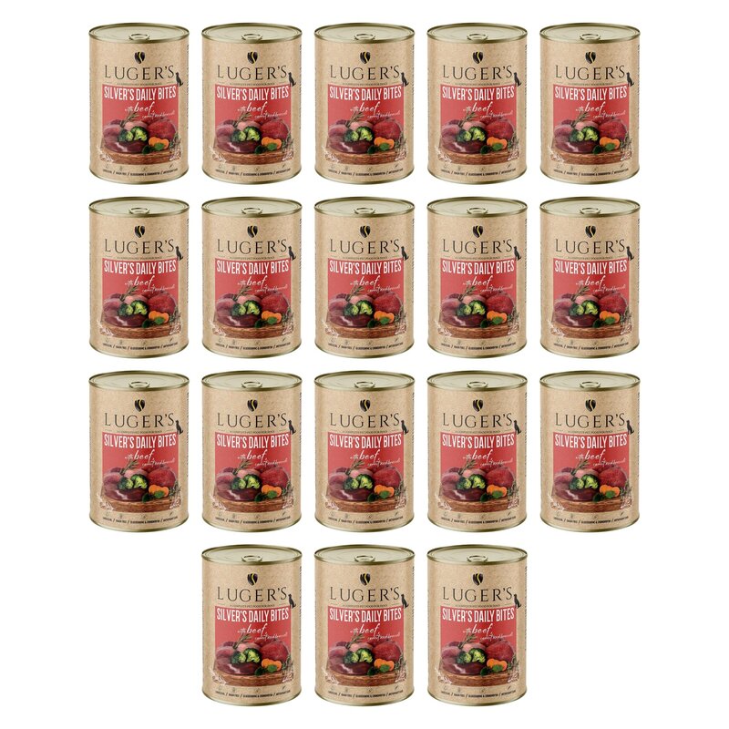 Karma dla psa LUGER'S Silver's Daily Bites z wołowiną, marchewką i brokułem 18 x 400 g