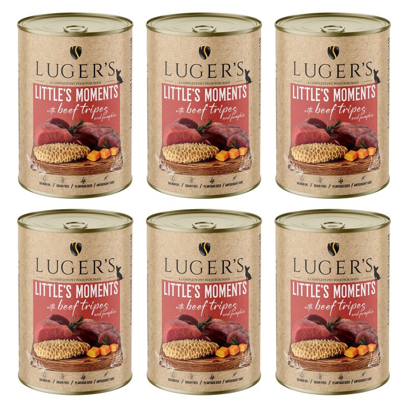 Karma dla psa LUGER'S Little's Moments z żołądkami wołowymi i dynią 6 x 400 g