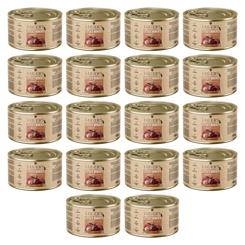 Karma dla psa LUGER’S Little's Moments Przepiórka z żurawiną 18 x 185 g